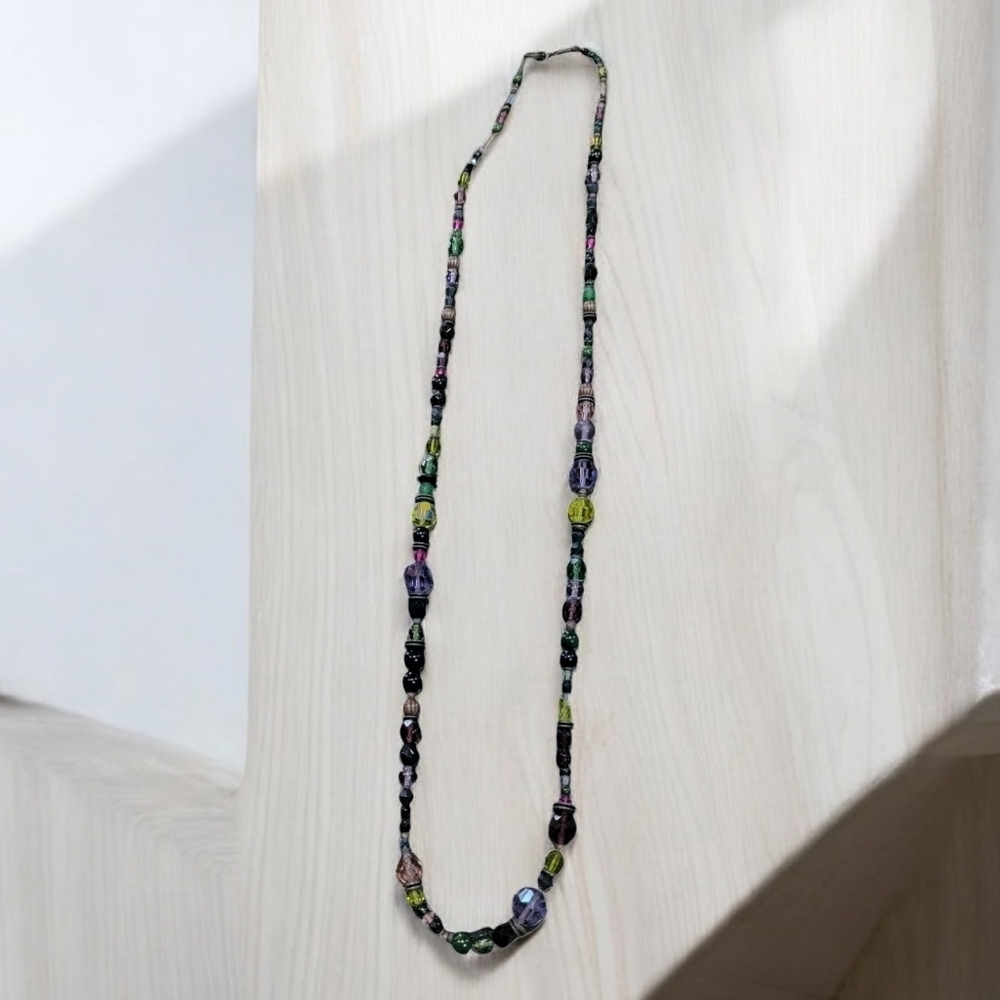 Long Multi-Colored Beaded Statement Necklace - image 2